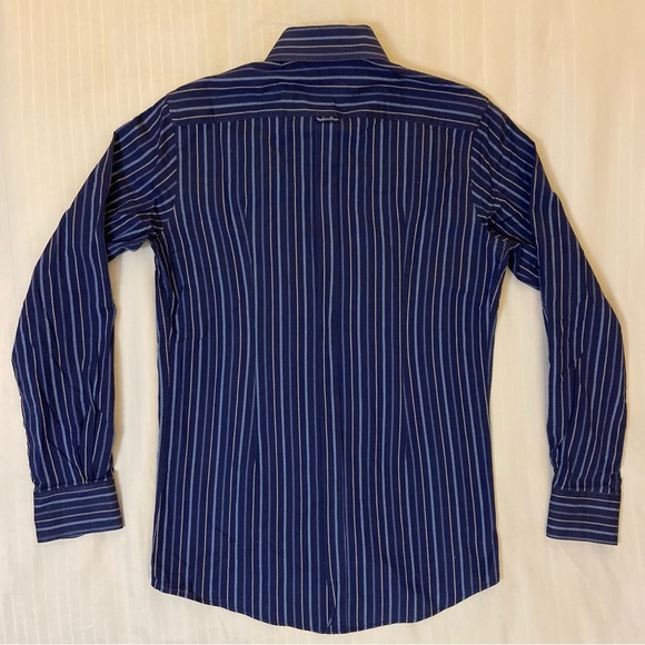 Dolce & Gabbana navy blue striped long sleeve collared dress shirt sz L 👔 - Picture 12 of 14